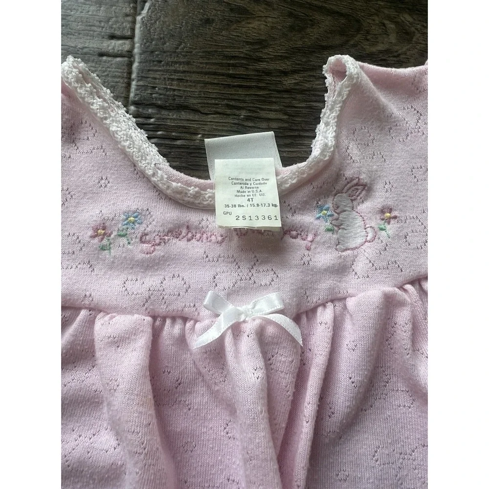 Vintage 2 Piece Carters 4t Girls Toddler Pajamas Bows Croquet Cottage Core‎ Lace